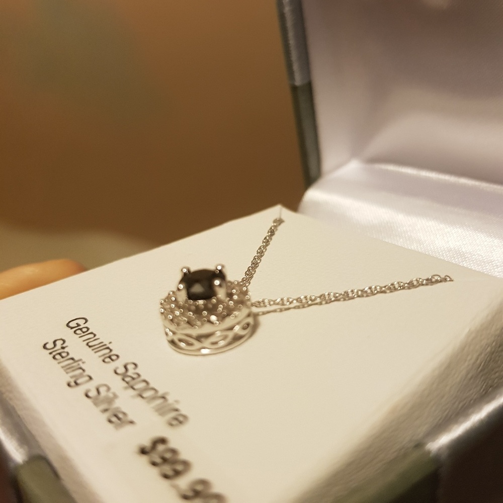 🆕Genuine sapphire & white topaz halo - Picture 2 of 7